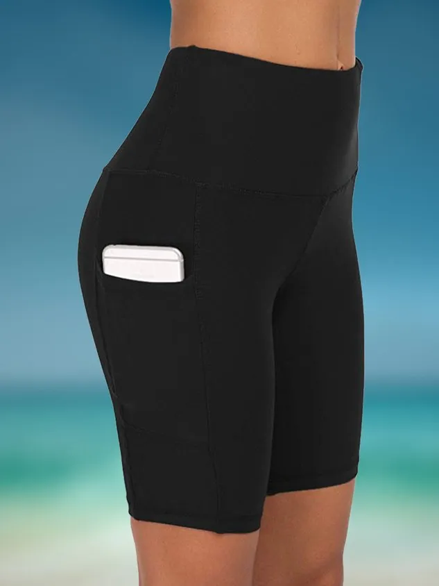 Casual Plain Pocket Stitching Bikini Bottom