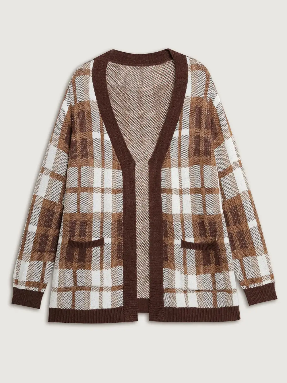 Plaid Jacquard Pattern Knit Cardigan