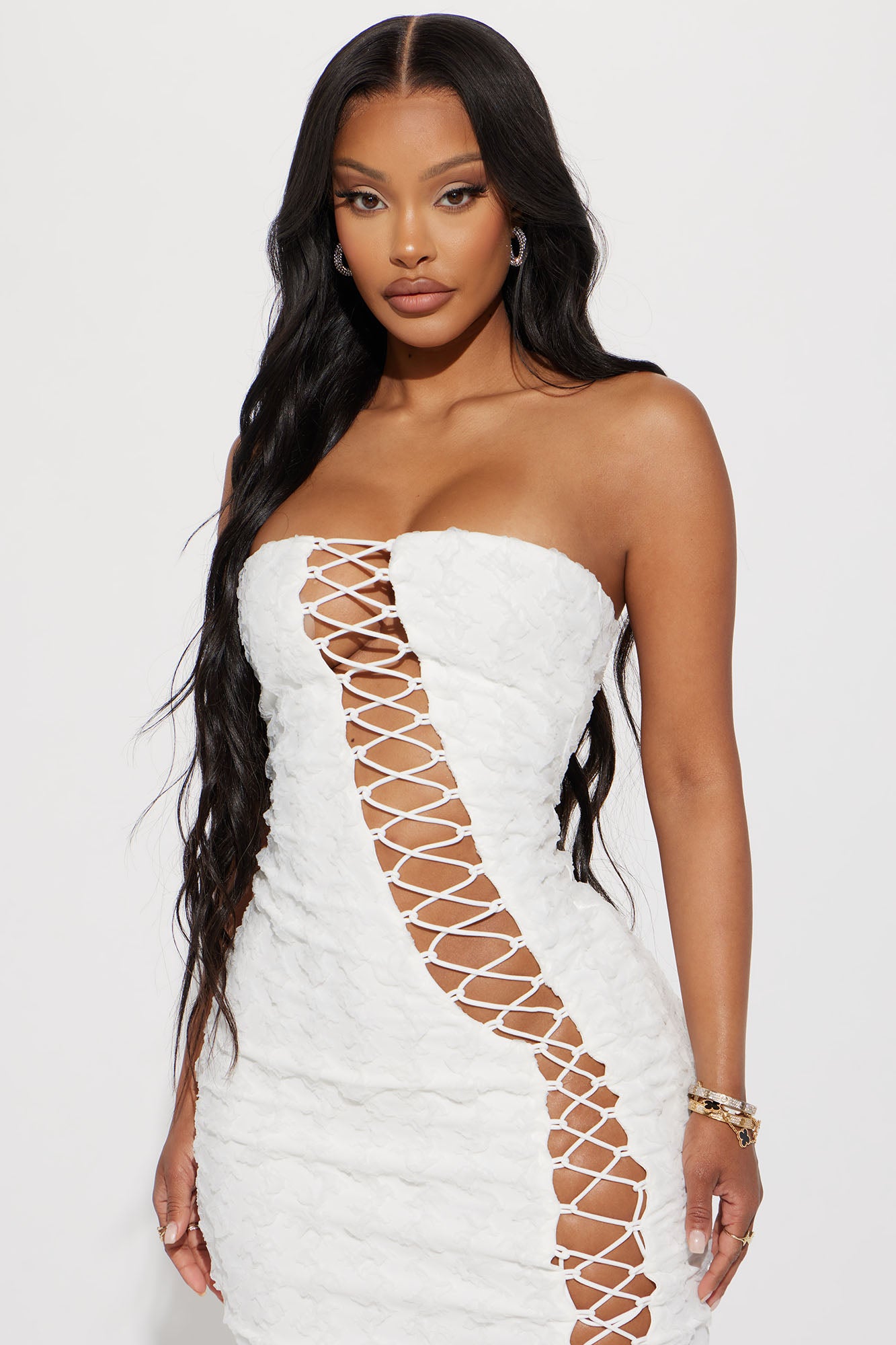 Mila Textured Maxi Dress - White