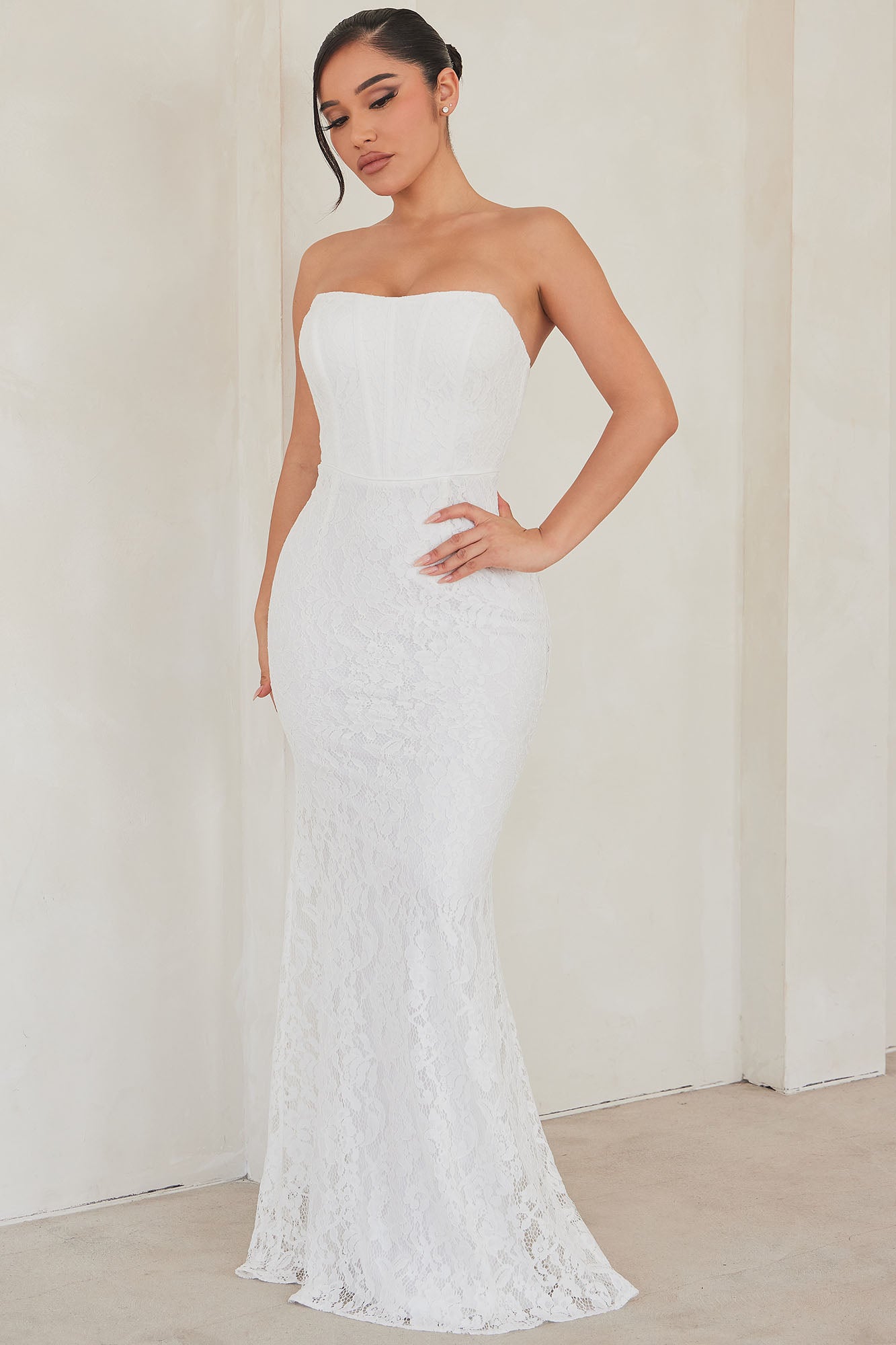 Sarah Lace Maxi Gown - White