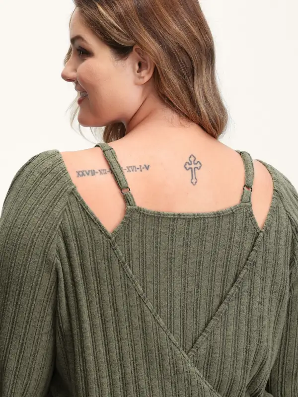 2-In-1 Textured Shoulder Straps Sweatshirt