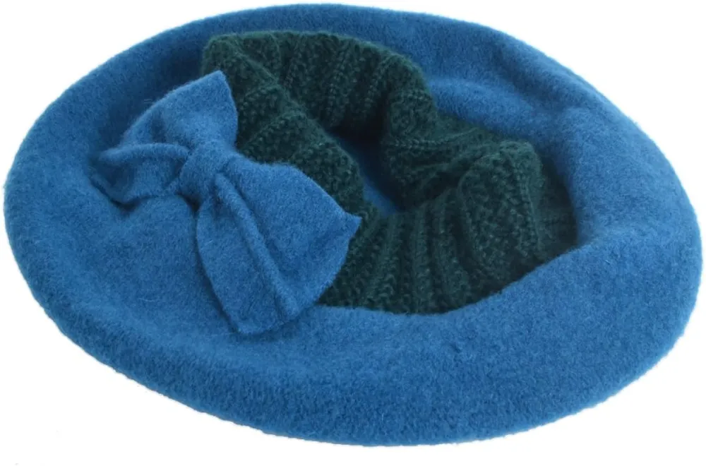 Lady French Beret 100% Wool Beret Floral Dress Beanie Winter Hat