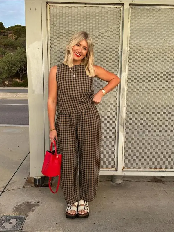 Women's Plaid Tank Top & Pants Set – Casual Sleeveless Summer Two-Piece Outfit