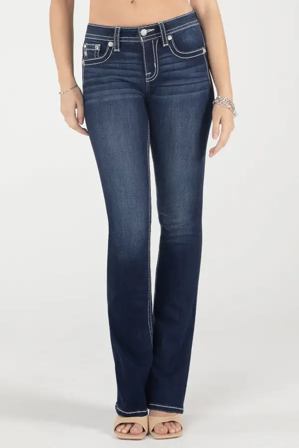 Berry and Gold Bootcut Jeans