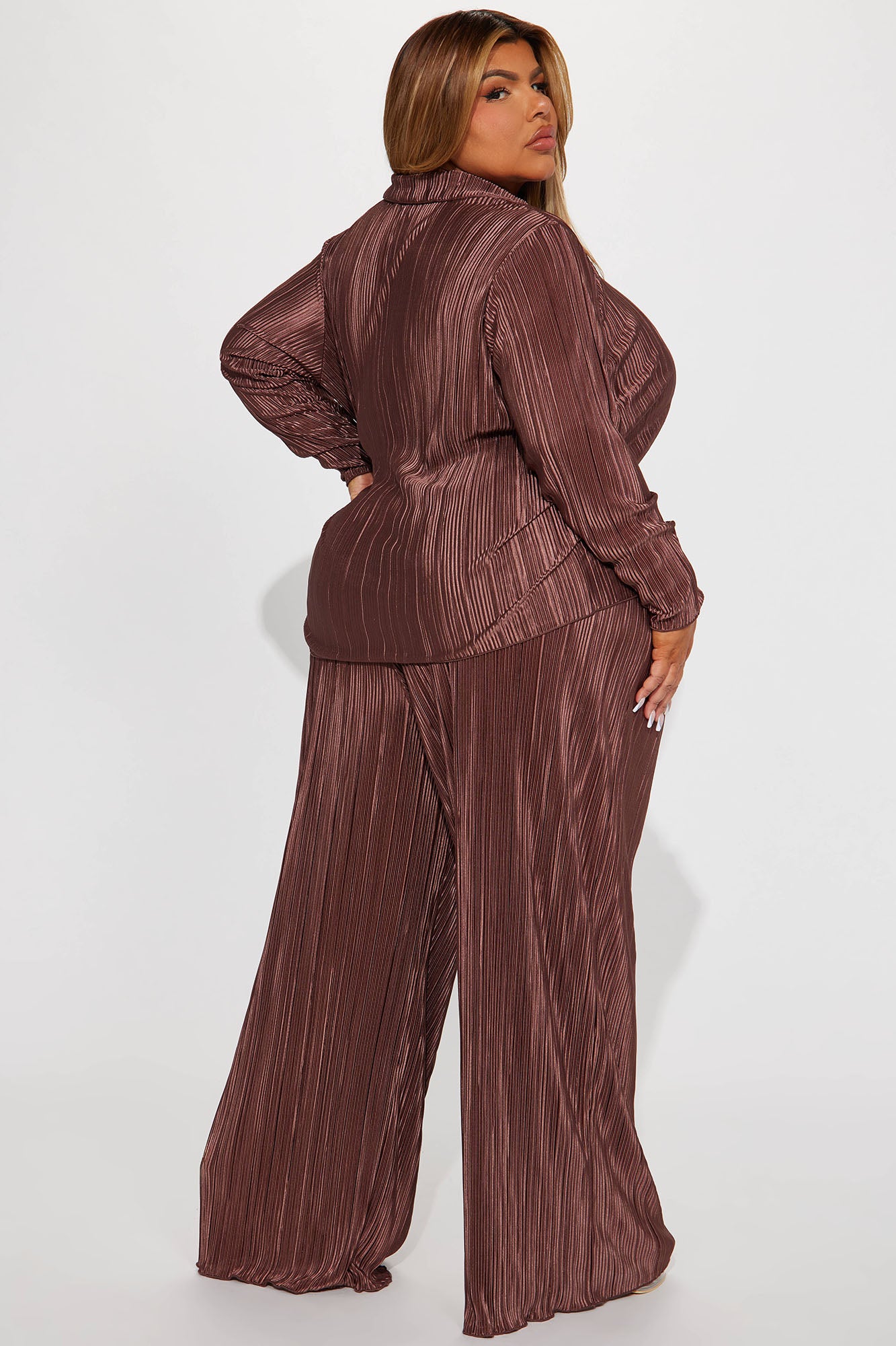 If It Plisse You Pant Set - Mocha