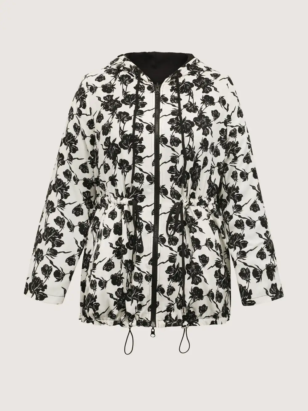 Floral Print Reversible Hooded Coat