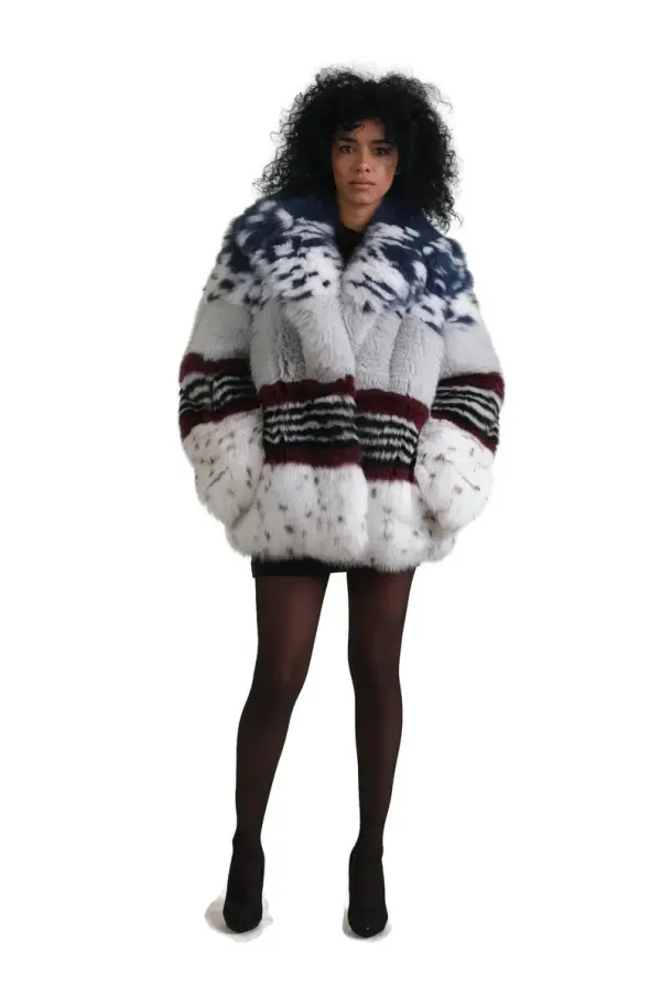 Multicolored  Fox Fur coat