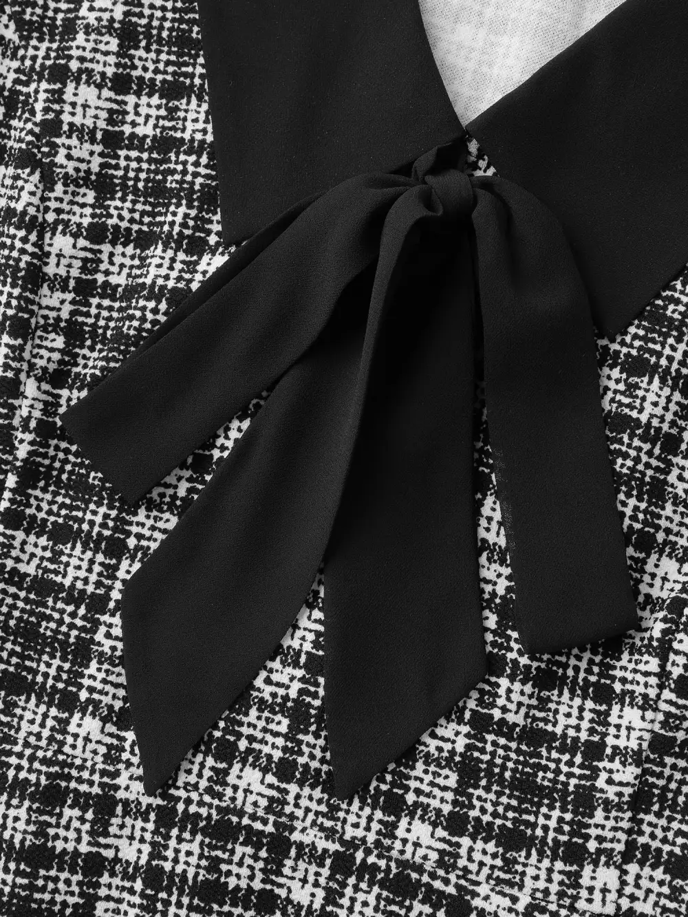 Plaid Stretchy Print Bow-Tie Midi Dress