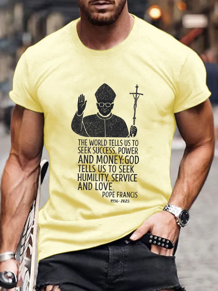 Men's God Tells Us To Seek Humility Service And Love Print Short Sleeve Round Neck Cotton T-Shirt