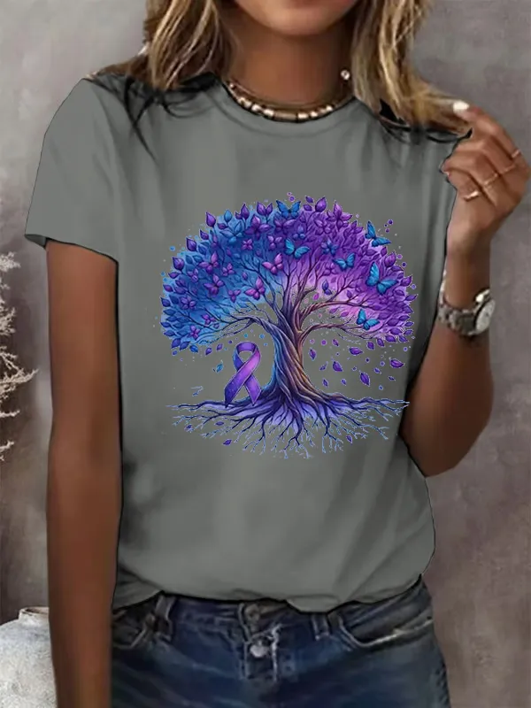 Women'S Alzheimer'S Awareness Forget Me Not Print T-Shirt