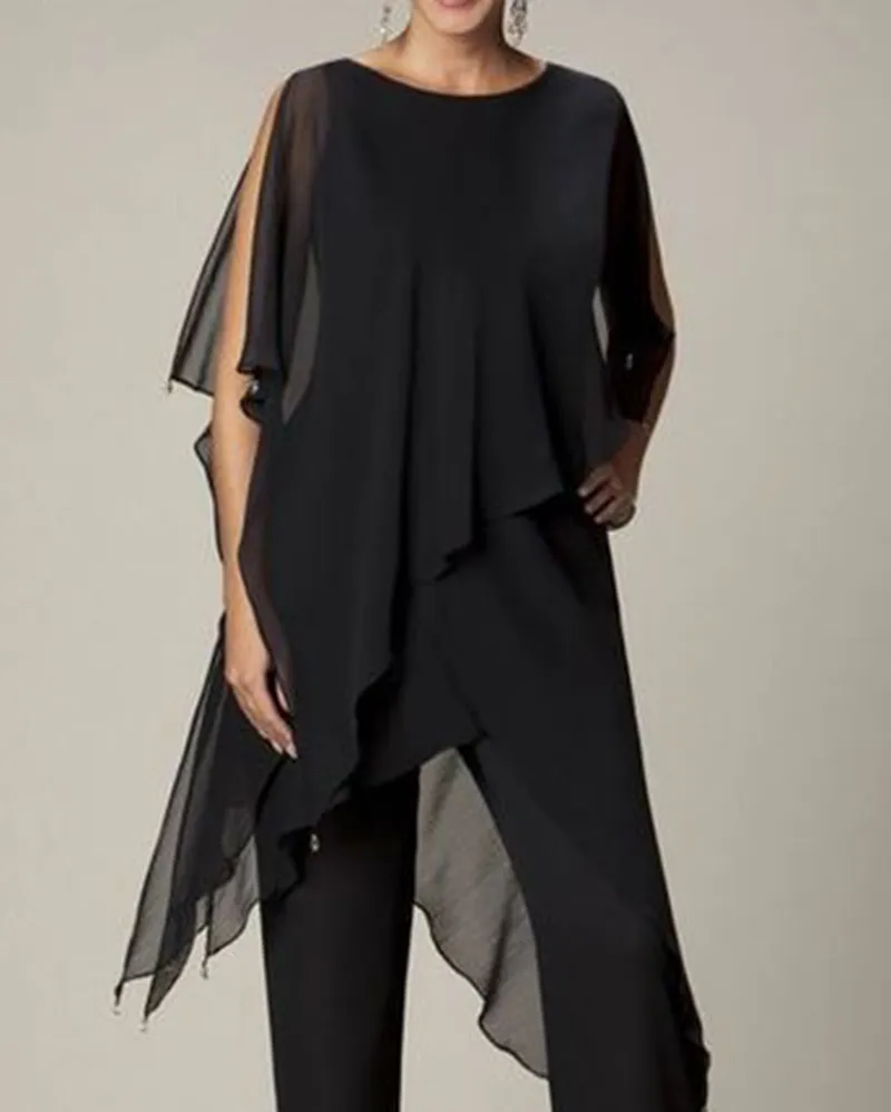 Women Elegant Solid Chiffon Top