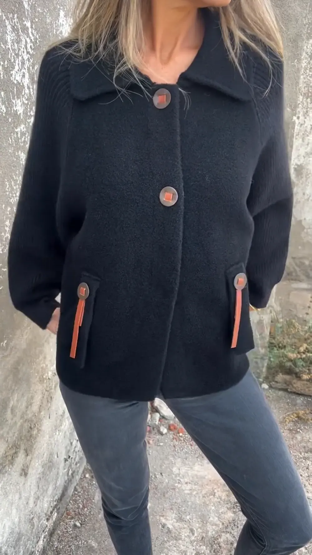 Chic Contrast Button Jacket