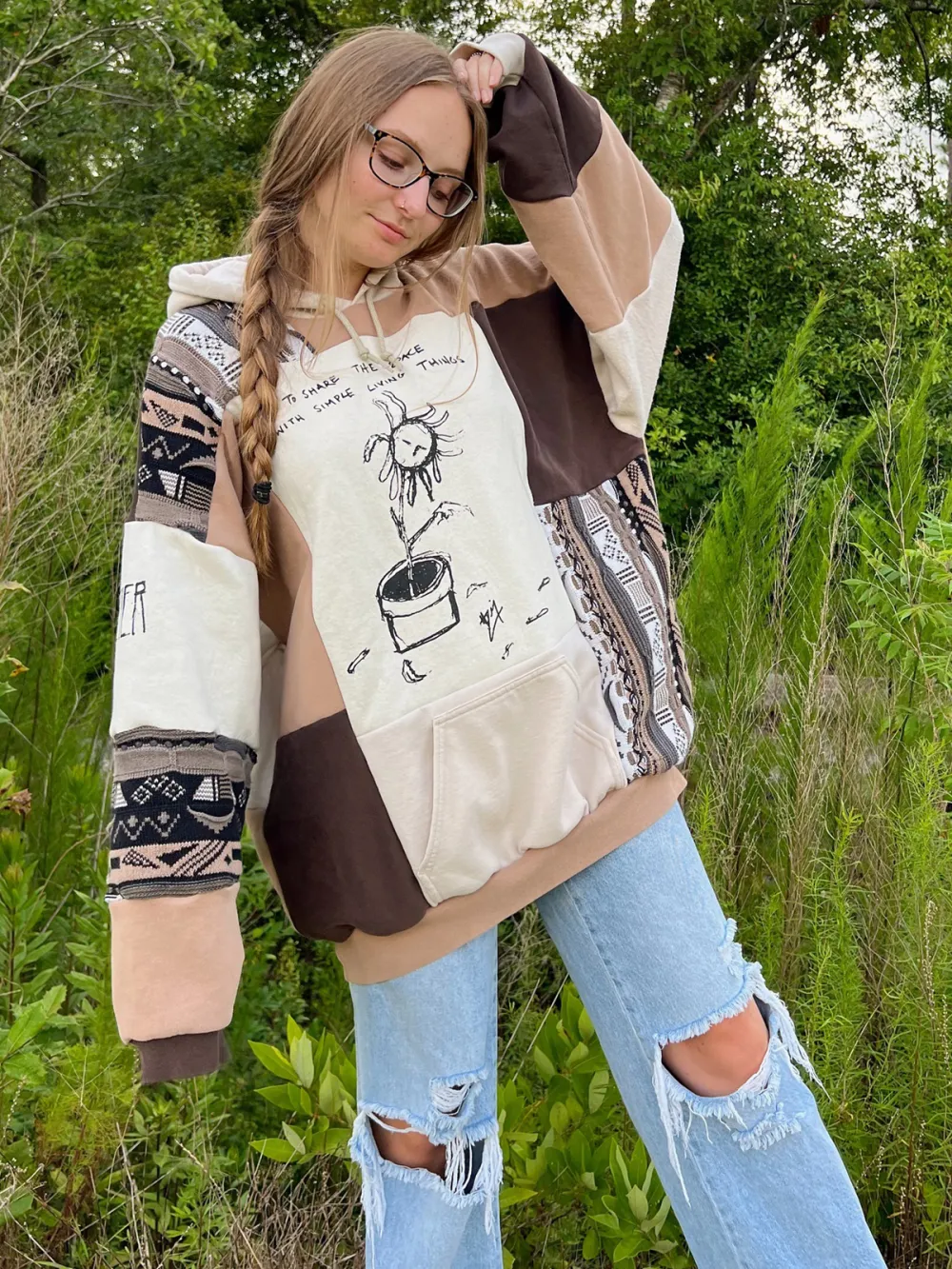 Khaki Streetwear Leisure Hoodie Sweatshirts