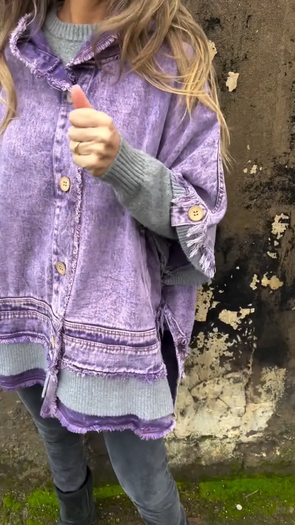 Lavender Frayed Denim Jacket