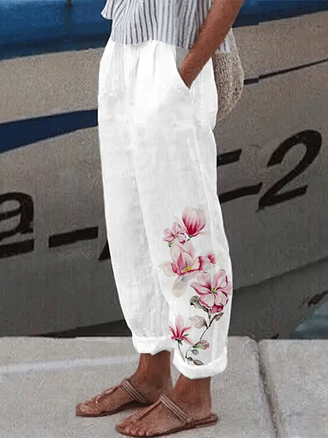 Women's Leisure Printed Pocket Casual Pants