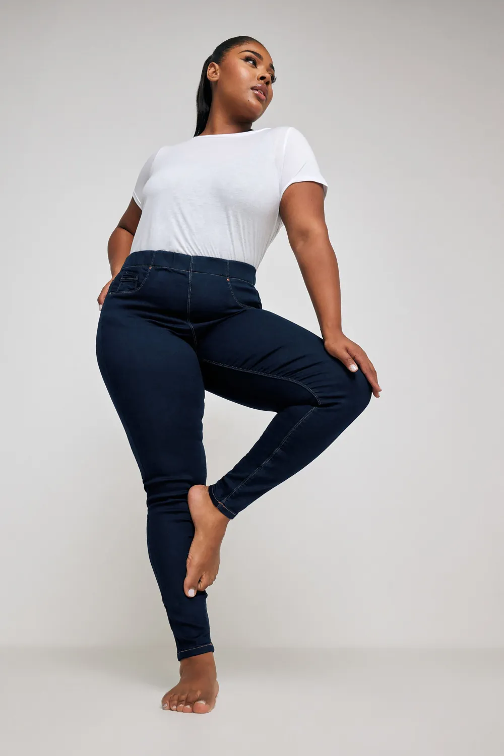 YOURS FOR GOOD Curve Black Pull On Stretch JENNY Jeggings