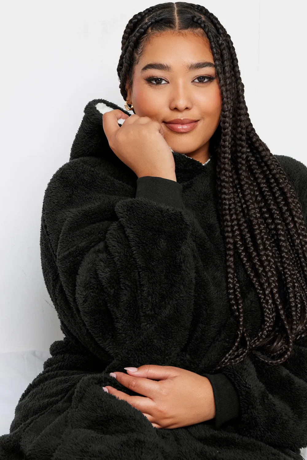 YOURS Curve Black Pocket Snuggle Hoodie