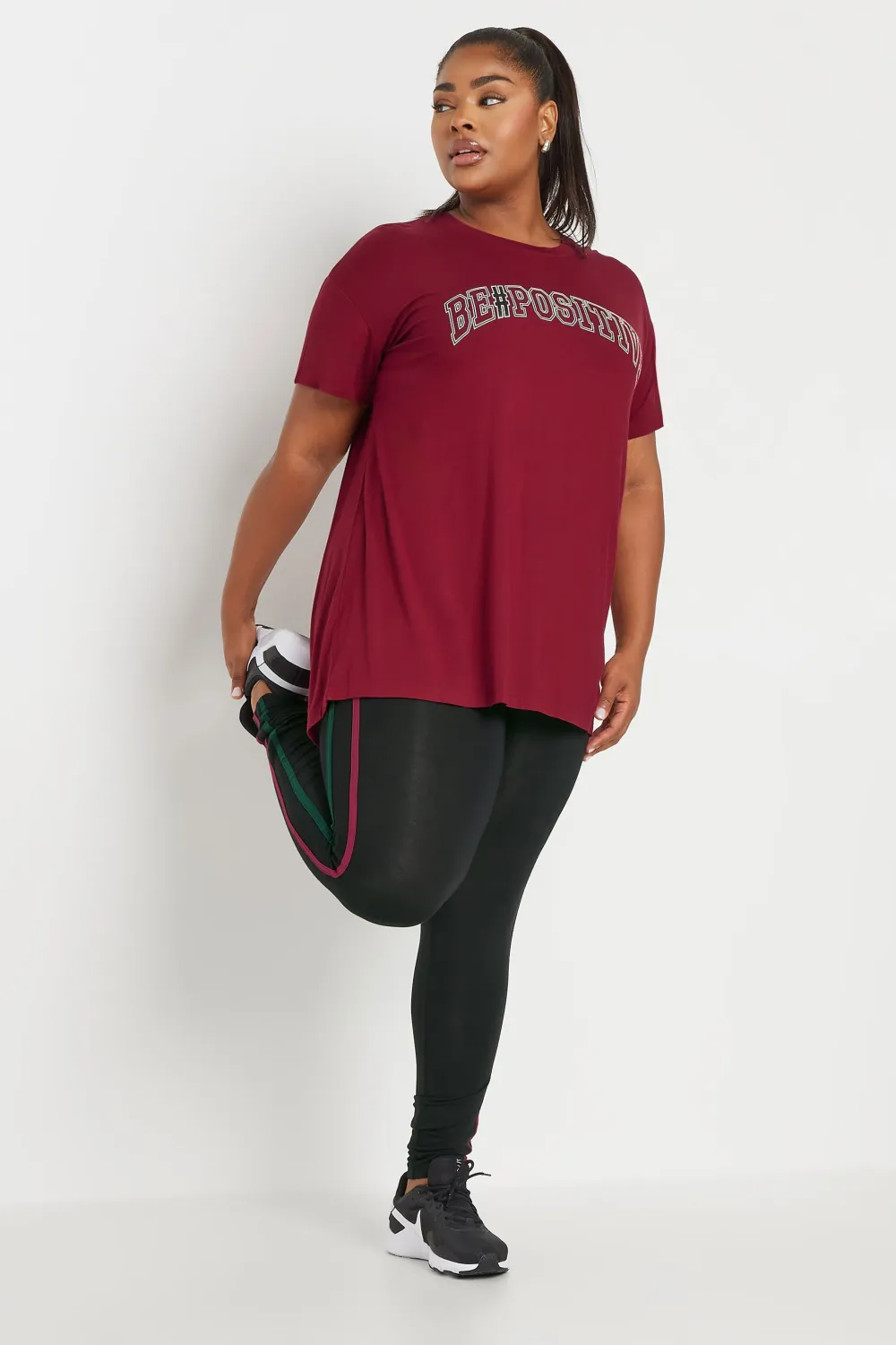 YOURS ACTIVE Curve Black Side Stripe Stretch Leggings