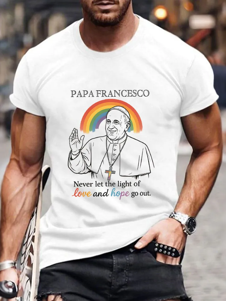 Men's Never Let The Light Of Love And Hope Go Out Lgbt Print Short Sleeve Round Neck Cotton T-Shirt
