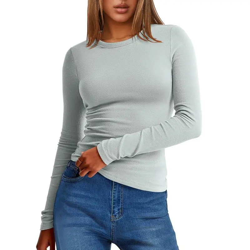 2025 Women's Long-Sleeve Thermal Tee: Crewneck, Slim Fit, Warm (Fall/Winter Basic)