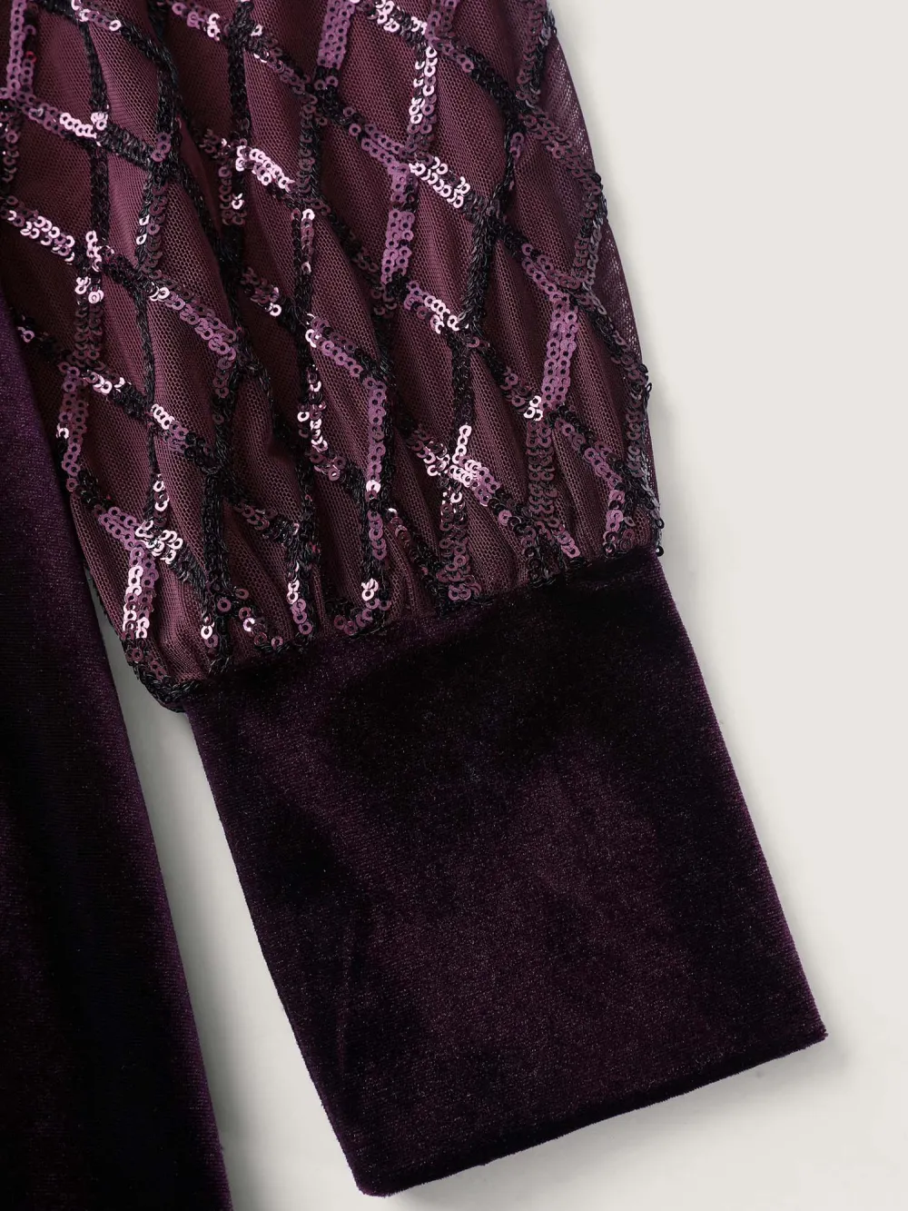 Velvet Sequin Sheer Sleeve Midi Dress