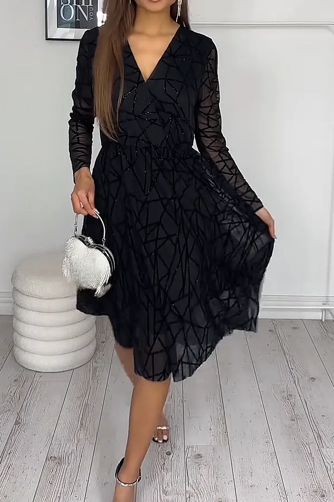 V-neck shiny dress