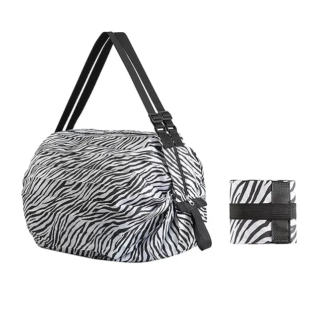 Women's Shoulder Bag Duffle Bag Nylon Shopping Daily Zipper Large Capacity Waterproof Foldable Solid Color Geometric Color Block Pink camouflage Diamond pattern Yellow dots