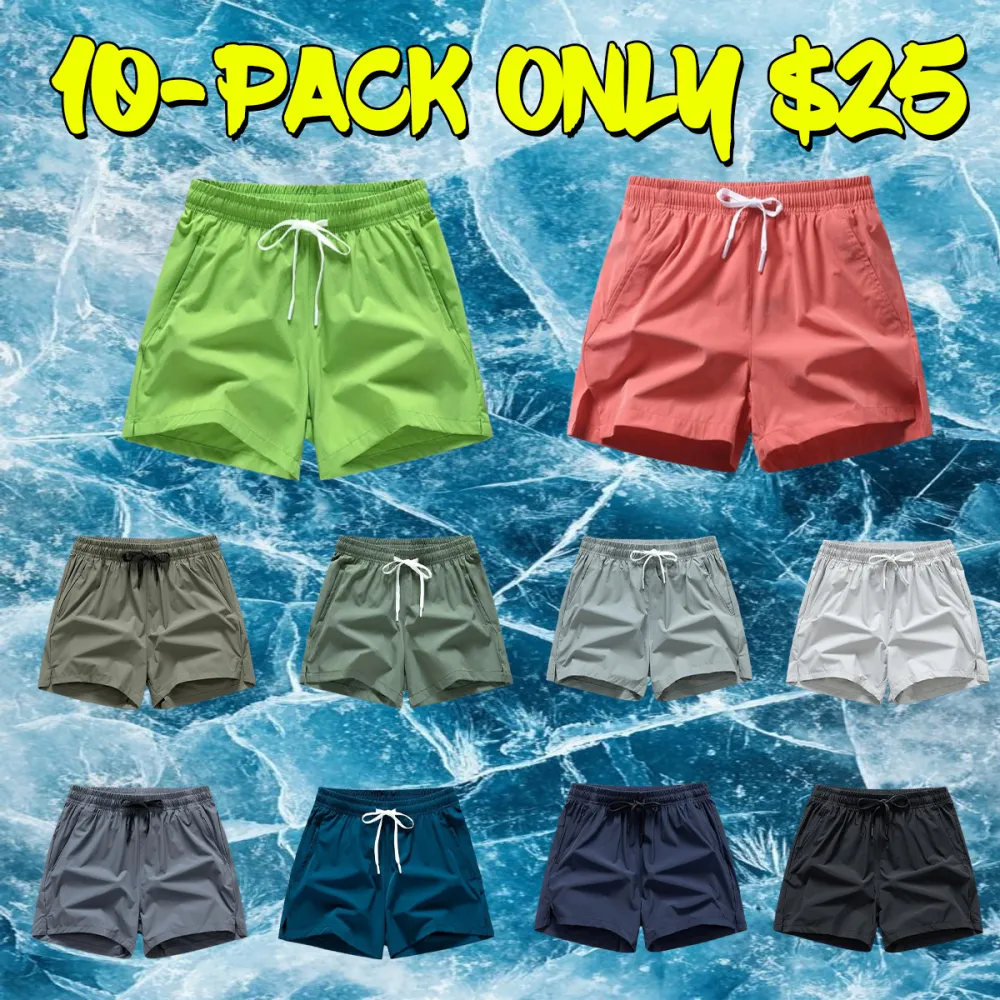 Men's Quick-Dry Athletic Shorts with Zipper Pockets – Breathable Split Hem Gym & Running Shorts for Summer