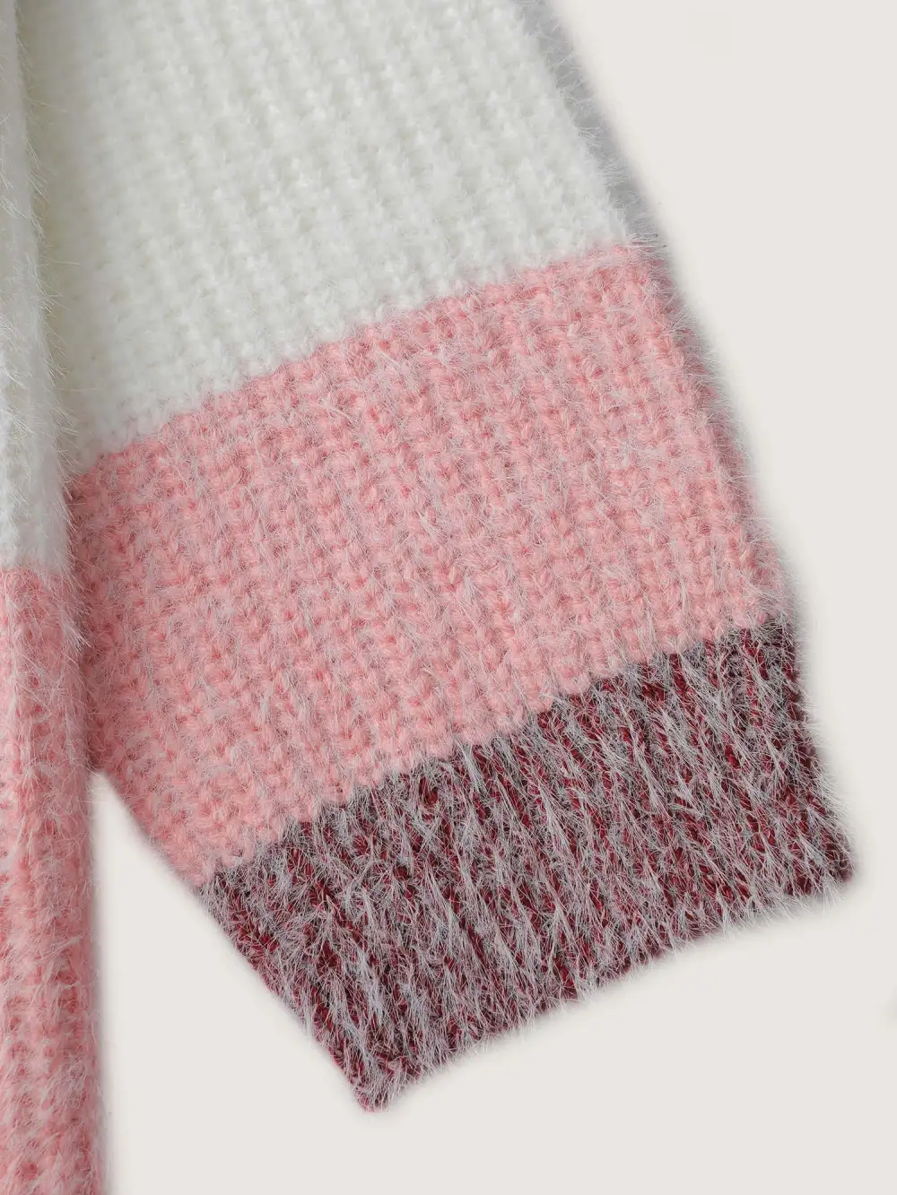 Colorblock Faux Mink Fur Pullover