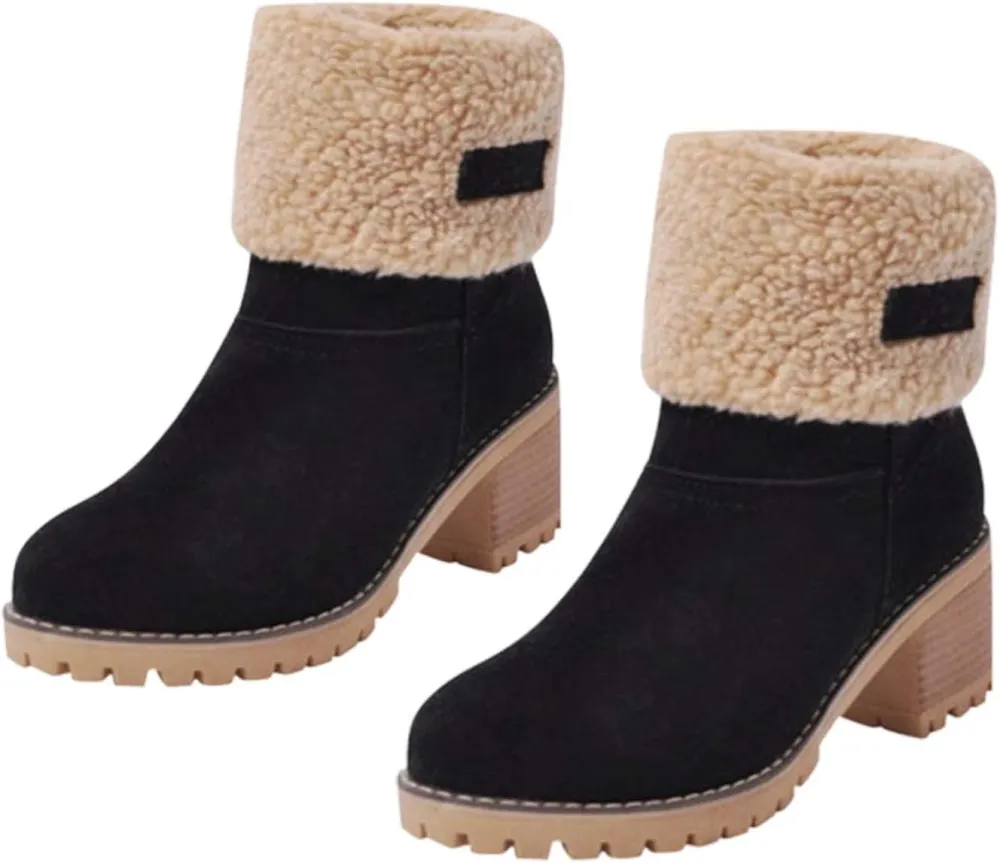 Women Snow Boots Winter Faux Fur Warm, Outdoor Hiking Booties