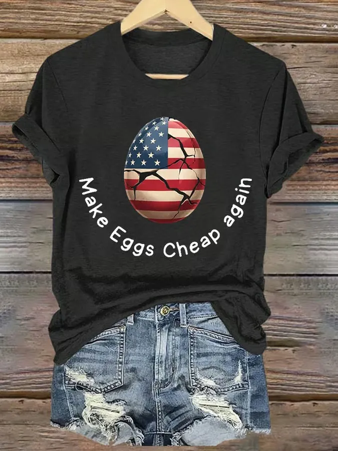 Women'S T-Shirt Women'S Retro Make Eggs Cheap Again Print T-Shirt
