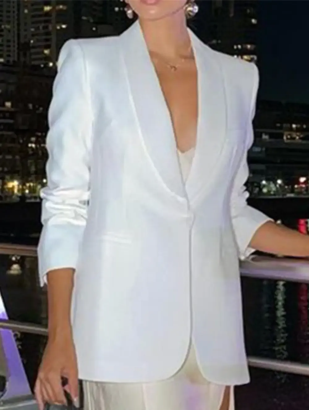 FASHION LONG SLEEVE SOLID COLOR SUIT JACKET