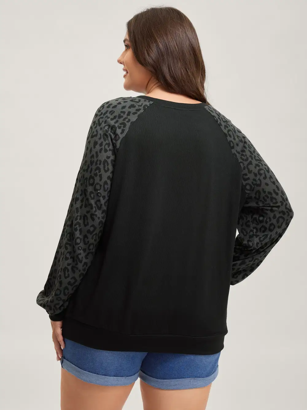 Leopard Print Spliced Pockets Sweatshirt