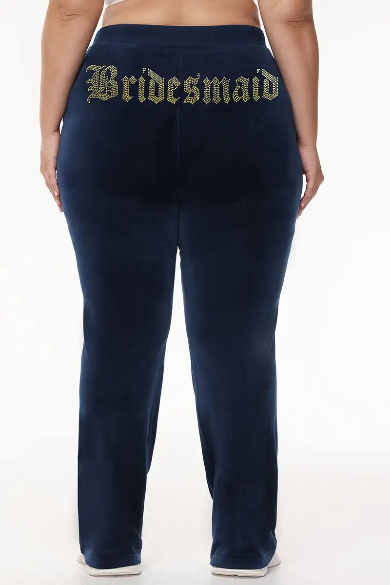 Bridesmaid Big Bling Velour Track Pants