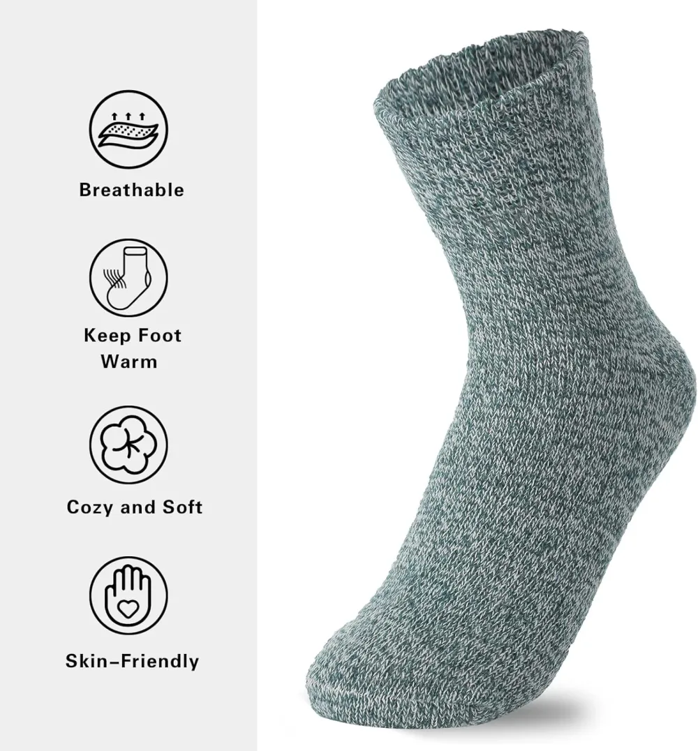 Clothirily Wool Socks- Thick Soft Wool Socks for Women, Vintage Warm Womens Wool Socks, Winter Warm Boot Socks for Women Men