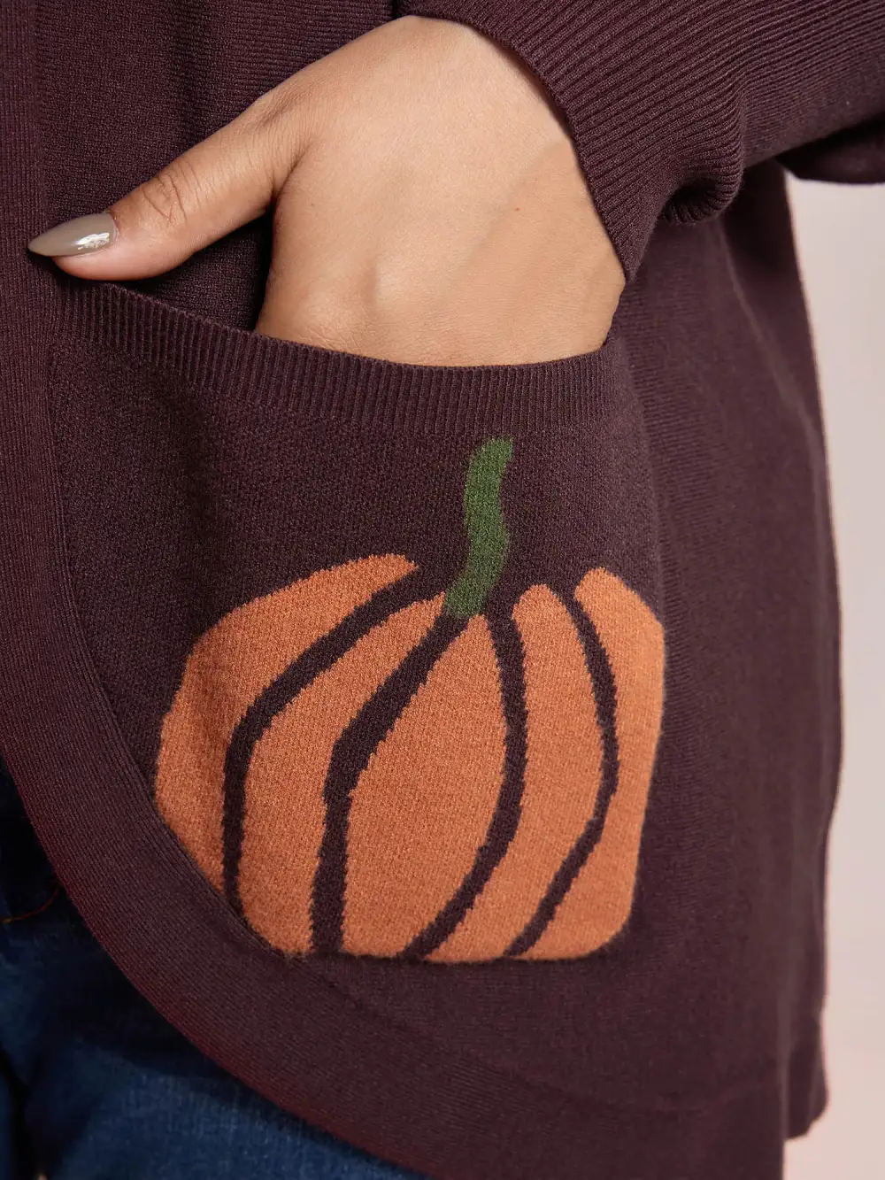 Supersoft Pumpkin Pockets Supersoft Curvy Hem Cardigan