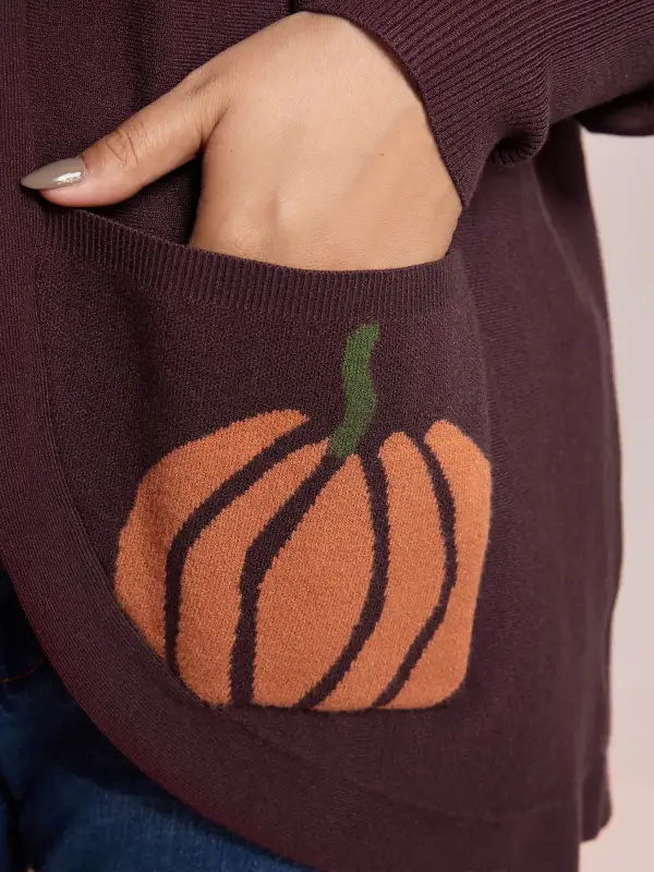 Supersoft Pumpkin Pockets Supersoft Curvy Hem Cardigan
