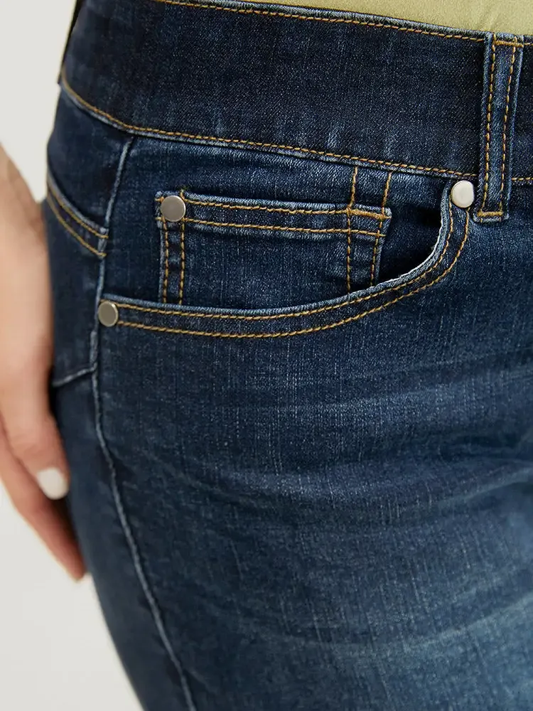 Very Stretchy High Rise Slant Pocket Denim Shorts