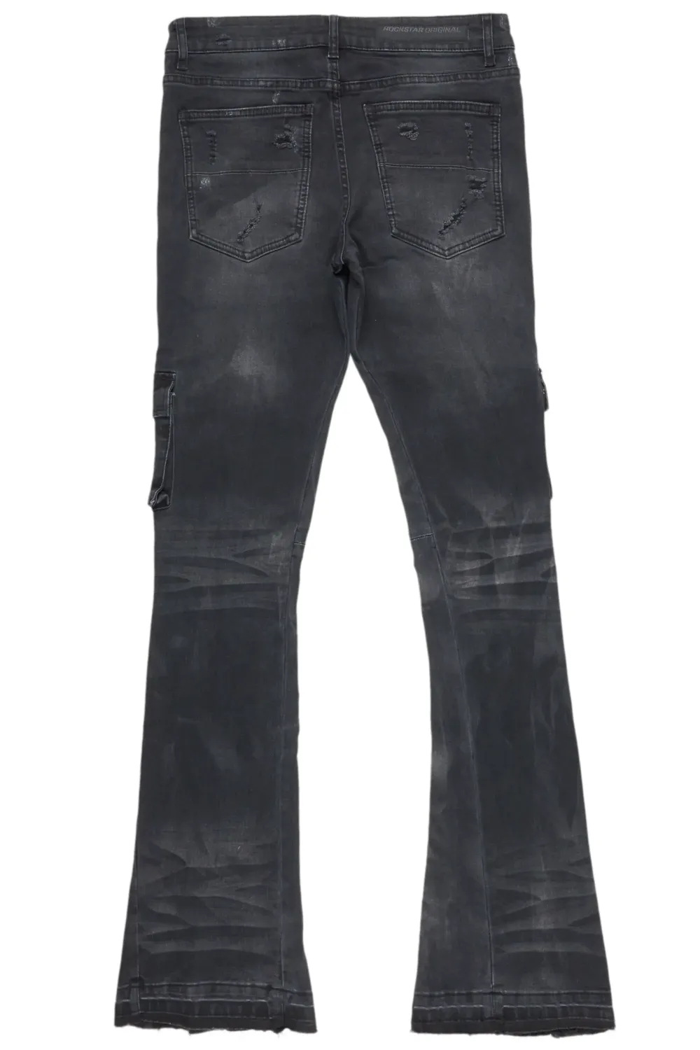 Adriel Grey Wash Cargo Stacked Flare Jean