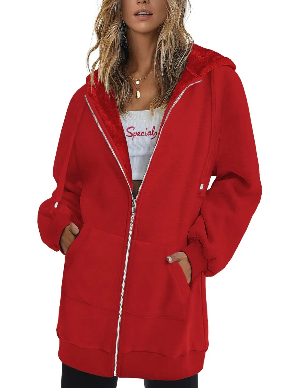 Long Fleece Jacket Hoodies - Oversized, Zip-Up, Hooded Sweatshirts for Women, Perfect for Fall and Winter Seasons
