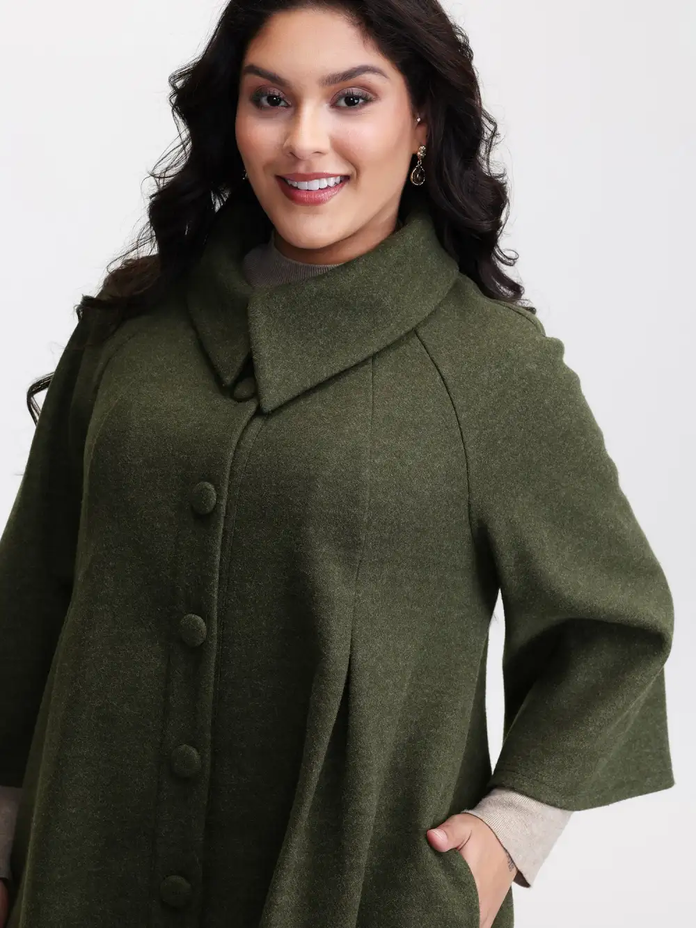 Flared Sleeve A-Line Button Jacket