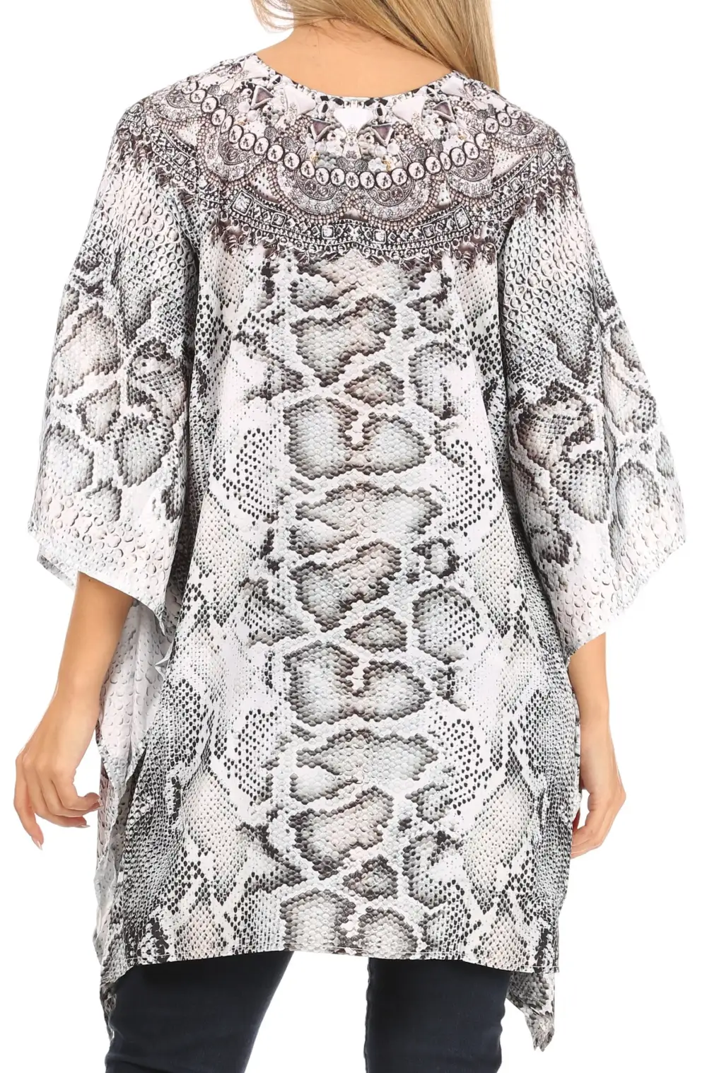 Women's Caftan Poncho Cover up V neck Top Lace up With Rhinestone