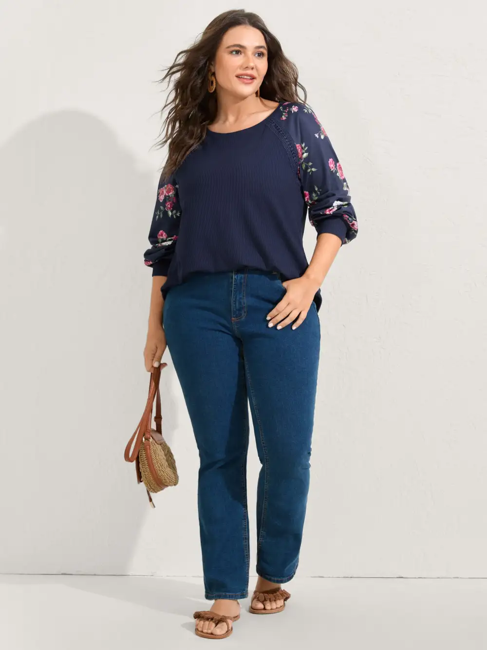 Rosy Sleeve Textured Lace Solid Sweatshirt