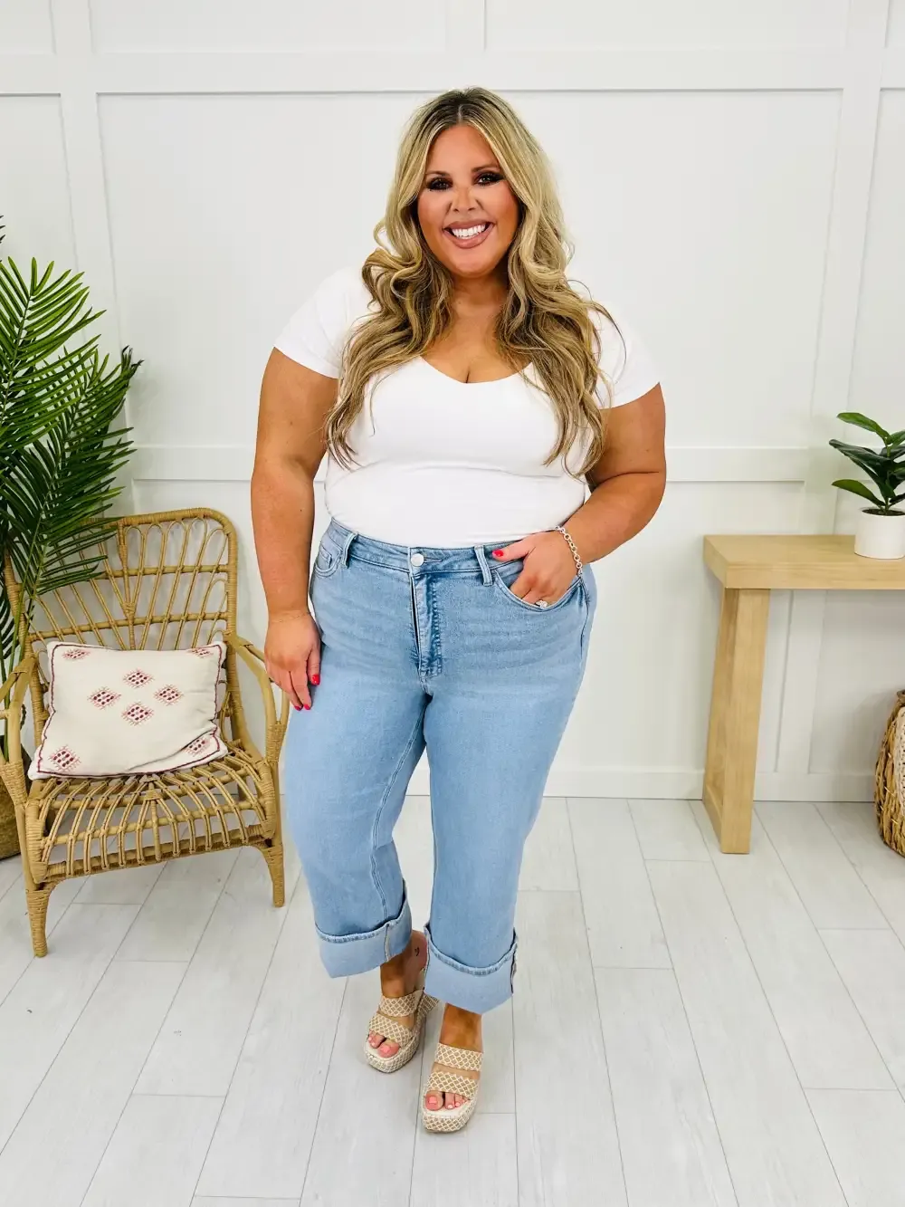 New Love Tummy Control Slim Wide Leg Jeans