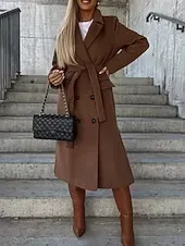 Women's Casual Jacket Warm Comfortable Pocket Buttons Fashion Outdoor Plain Going out Weekend Single Breasted Regular Lapel Regular Fit Long Sleeve Outerwear Black Brown Khaki Fall Winter