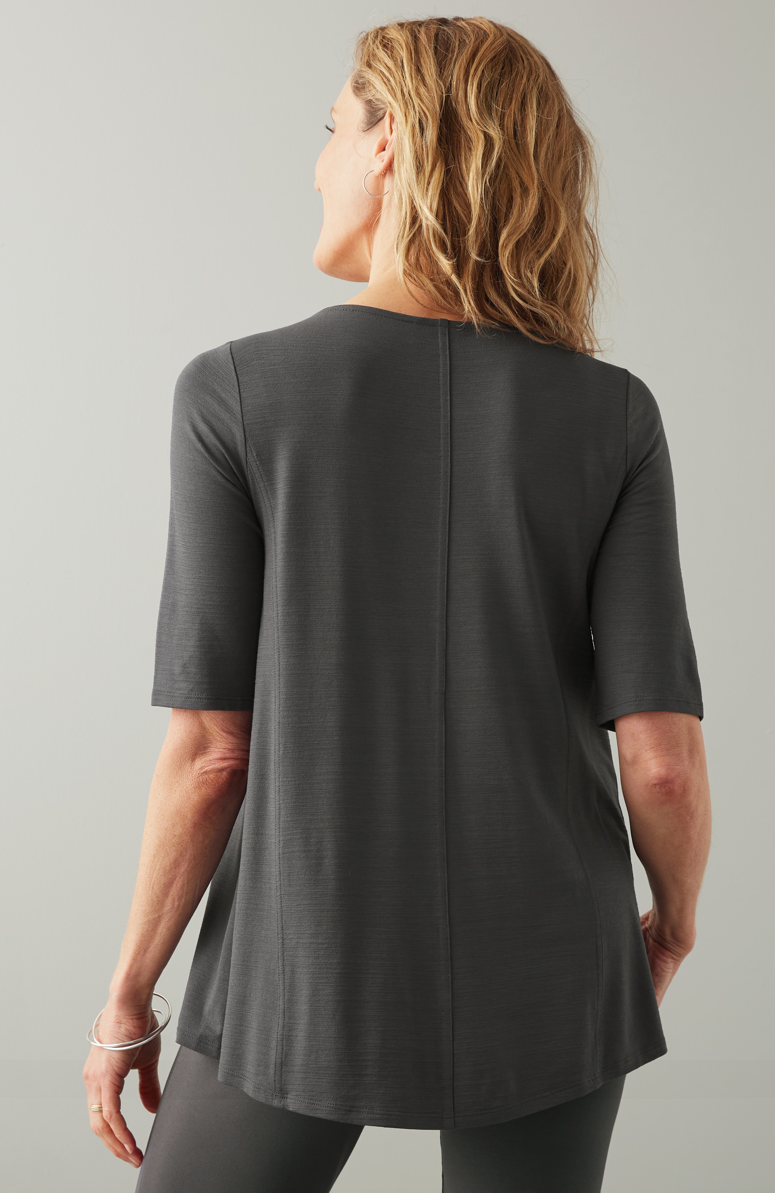 Wearever Slub-Knit Elliptical-Hem Top