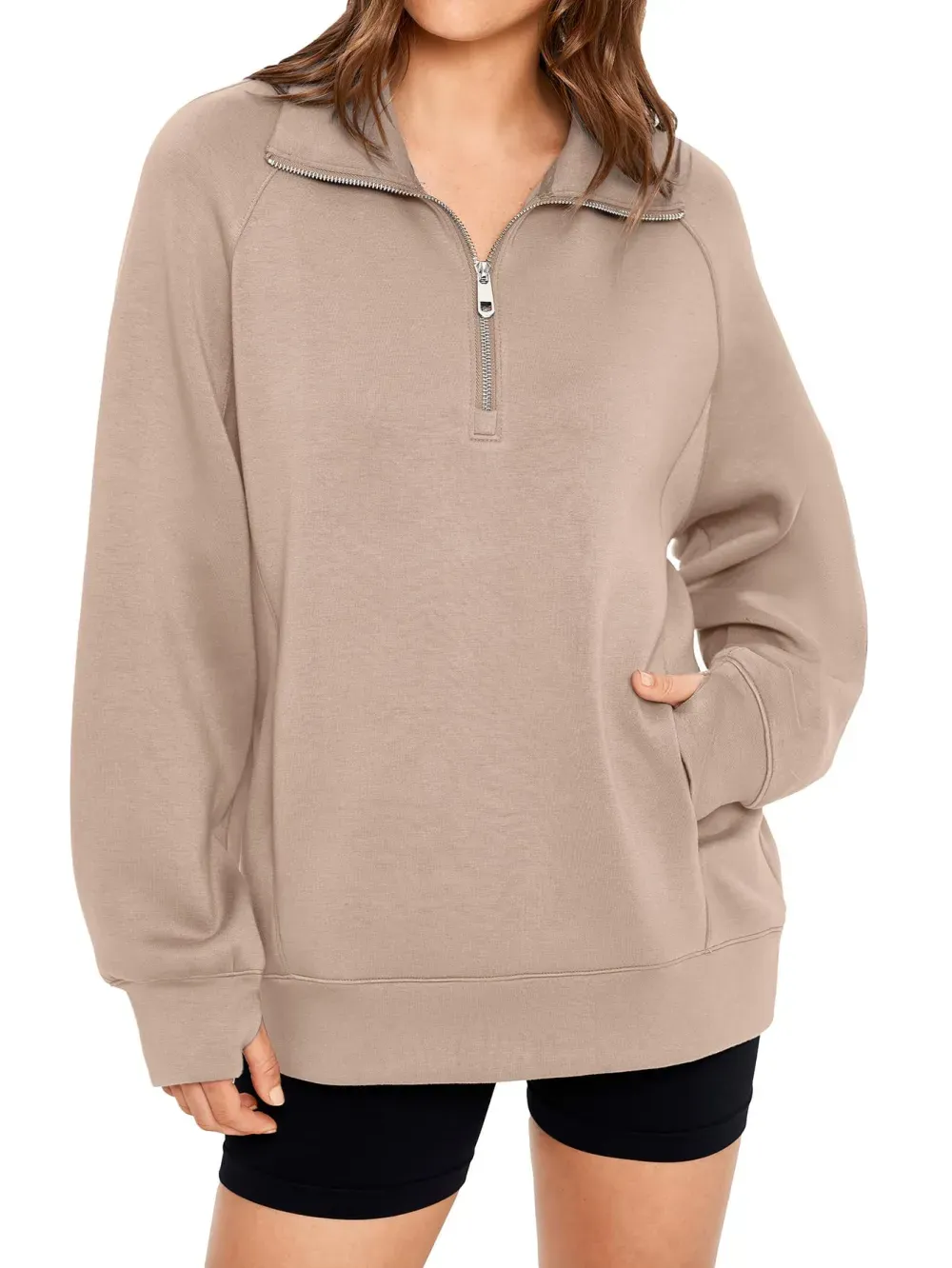 ✨Women's Half Zip Oversized Sweatshirt with Pockets