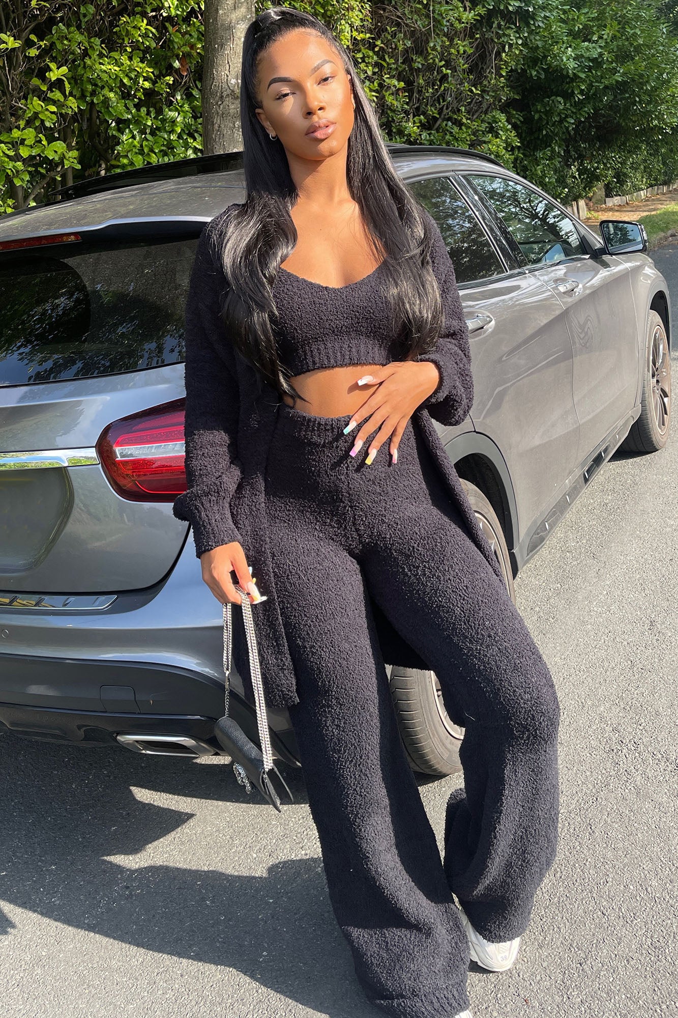 Living In It Cozy 3 Piece Pant Set - Black
