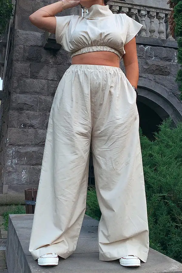 Apricot Wide-Leg Pant Set