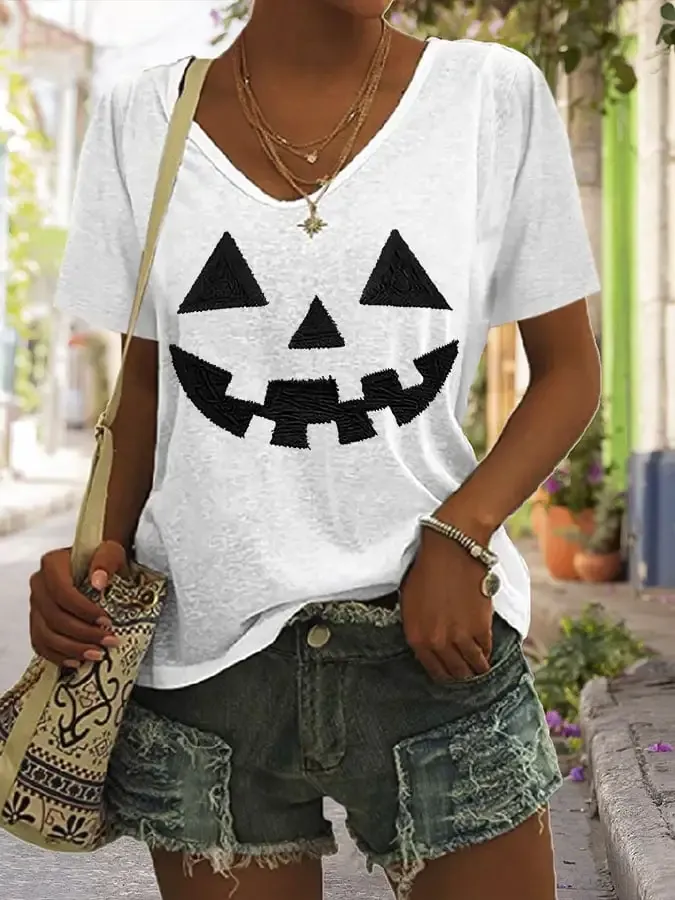 Women's Pumpkin Print T-Shirt